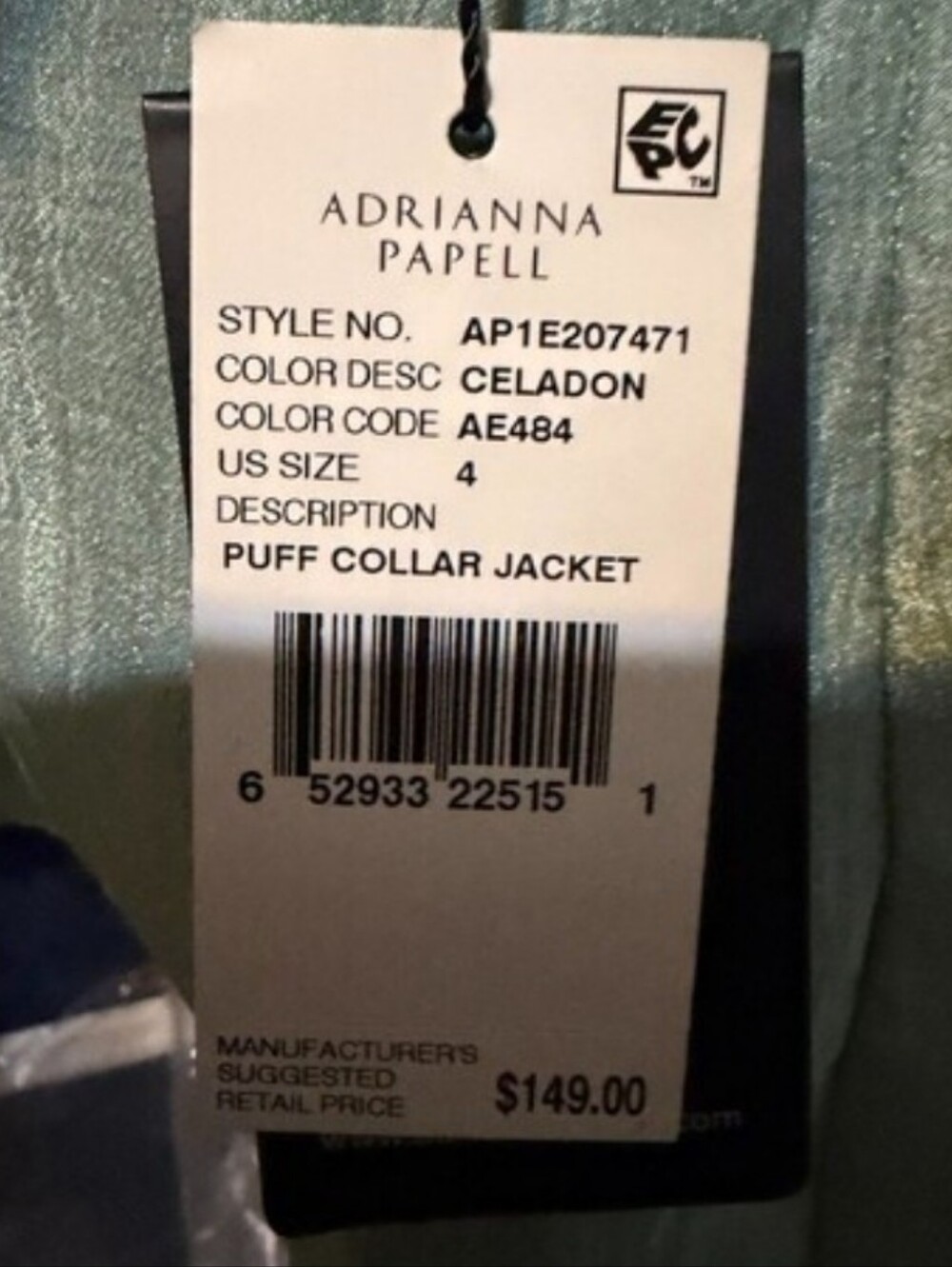 Adrianna Papell Women's Celadon Puff Collar Jacket - Picture 4 of 9
